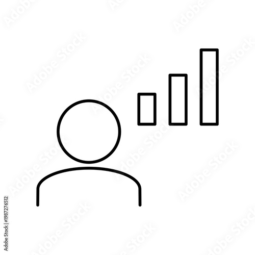 人とグラフのマークを用いて、分析や戦略を表現したアイコン