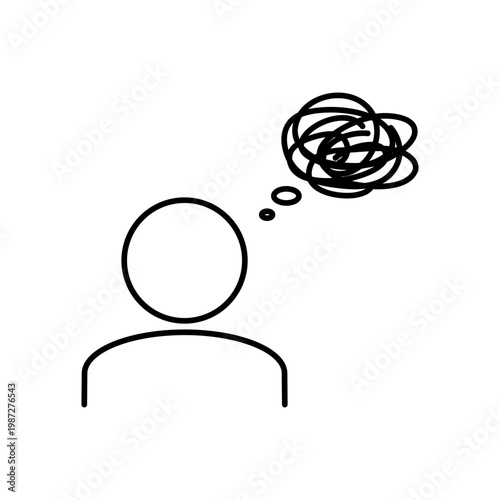 人とモヤモヤのマークを用いて、混乱を表現したアイコン