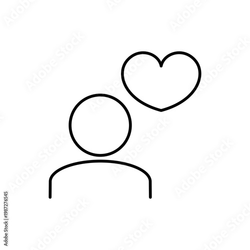 人とハートのマークを用いて、共感や感情を表現したアイコン