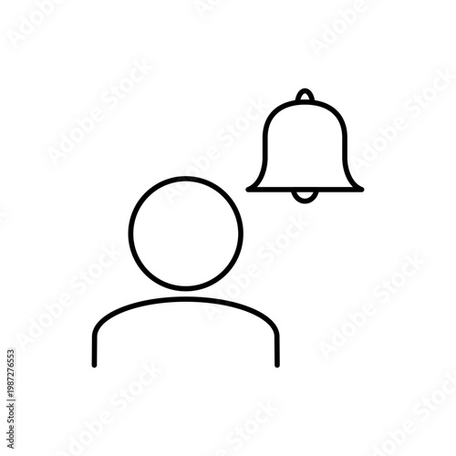 人とベルのマークを用いて、通知や知らせを表現したアイコン