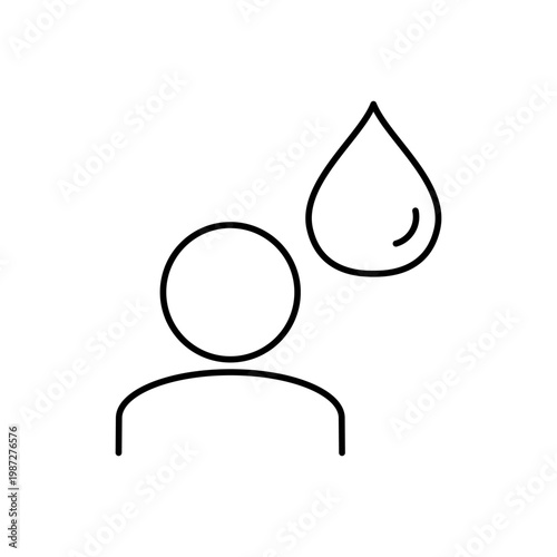 人と涙のマークを用いて、落ち込みを表現したアイコン