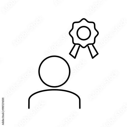 人とメダルのマークを用いて、達成を表現したアイコン