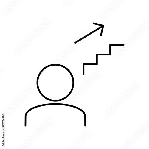 人と階段のマークを用いて、成長やステップを表現したアイコン