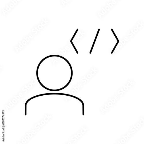 人とコードのマークを用いて、プログラミングを表現したアイコン