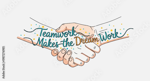 Hand holding a sign with the words Teamwork Makes