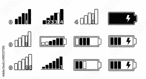 Signal Strength and Battery Level Icons - A Visual Representation.
