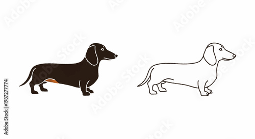 Brown dachshund dog silhouette