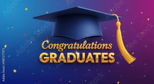 Graduation celebration with confetti and cap