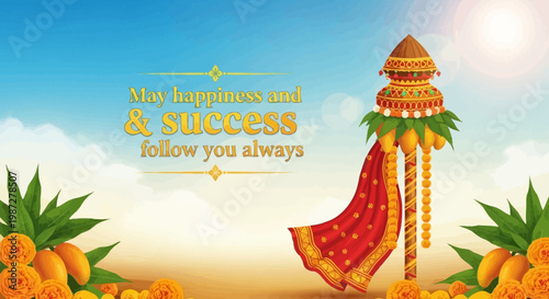 May happiness and success follow you inspirational quote with mango branch