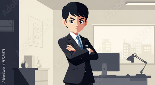 Man in suit standing in room with furniture and decor