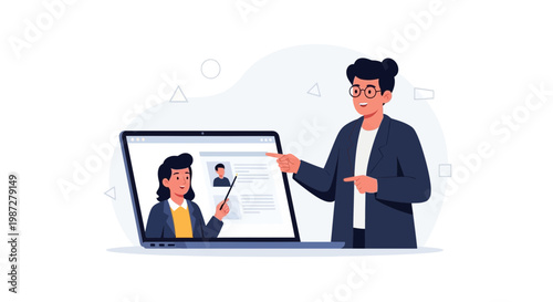 Online learning, remote education, virtual meeting, business presentation, digital classroom