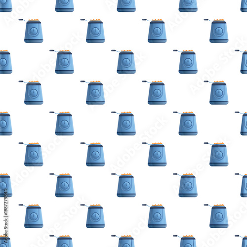 Seamless pattern featuring blue deep fryers preparing crispy potato chips