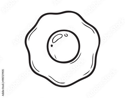 Golden yolk with crisp edges. Minimalistic sketch of fried egg for breakfast enjoyment. Depiction of sunny side up egg capturing homecooked and diner atmosphere with minimal art style