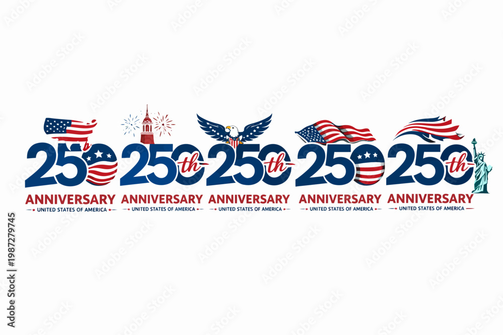 Obraz premium 250th anniversary celebration with american flags and patriotic eagle design
