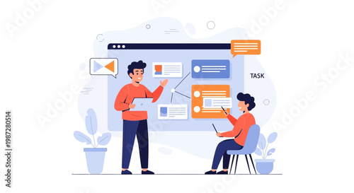 Teamwork and Project Management: People Planning Tasks on a Digital Board