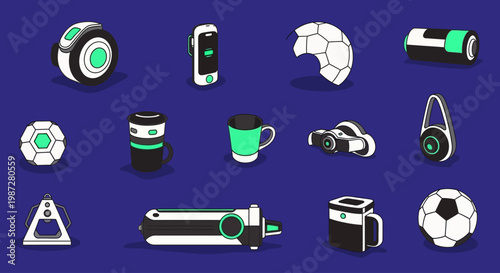 Collection of assorted modern lifestyle gadgets and devices