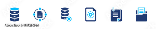 Data management icon set. database, storage, organization, system, processing. solid style icon collection.