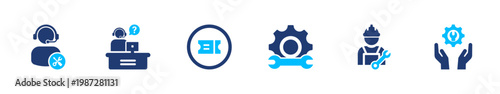 IT support icon set. helpdesk, technical, service, assistance, system. solid style icon collection.