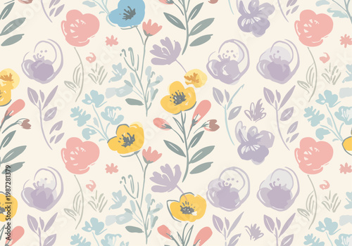 A charming floral watercolor illustration filled with soft and gentle brushstrokes