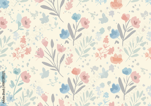 A delicate watercolor flower pattern capturing soft textures and natural beauty