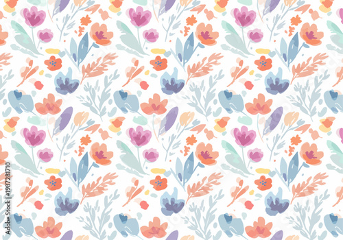 Elegant watercolor flowers arranged in a calm and balanced artistic layout