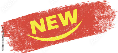 Vibrant red and yellow new stamp with distressed texture