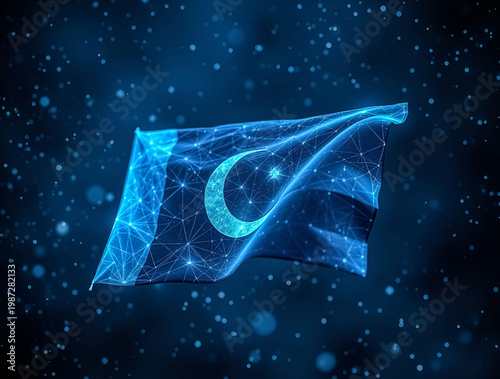 Glowing Pakistan Flag Digital Neon Background
