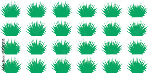 Collection of green grass clumps