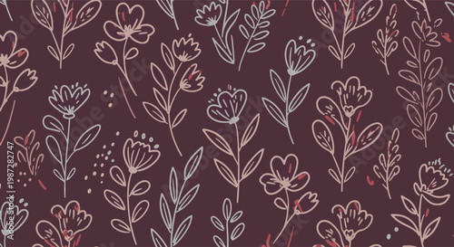 Minimalist botanical pattern with scattered flowers and clean aesthetic appeal