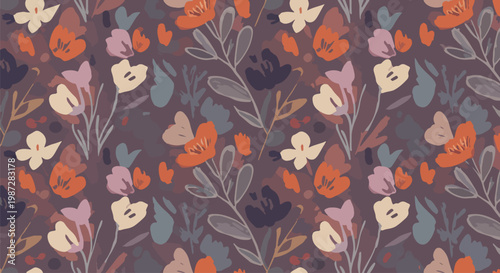 Artistic botanical design with evenly spaced flowers and elegant simplicity