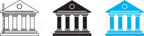 Vector illustration of a building with columns and triangular roof