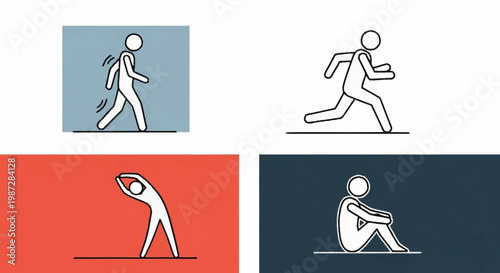 Stick Figure Depicting Various States of Being and Activities.