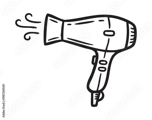 Handheld styling device for quick grooming. Salons and homes use rapid warm airflow styling equipment. Efficient handheld hair drying tool designed for speedy styling and salon use