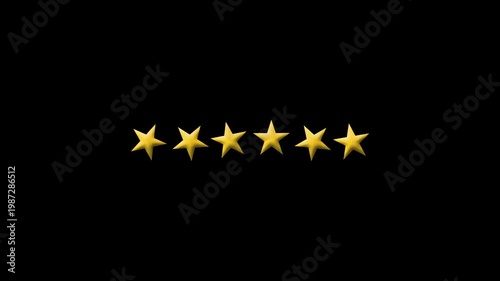 Golden Star Icons Floating and Rotating on Black Background