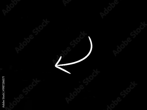 Hand-drawn arrow icon pointing left against a black background, symbolizing direction and guidance