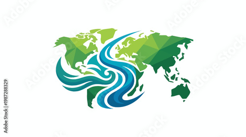 Abstract Global Icon with Water Element