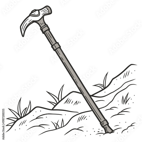 Beach walking stick isolated on white background vector illustration