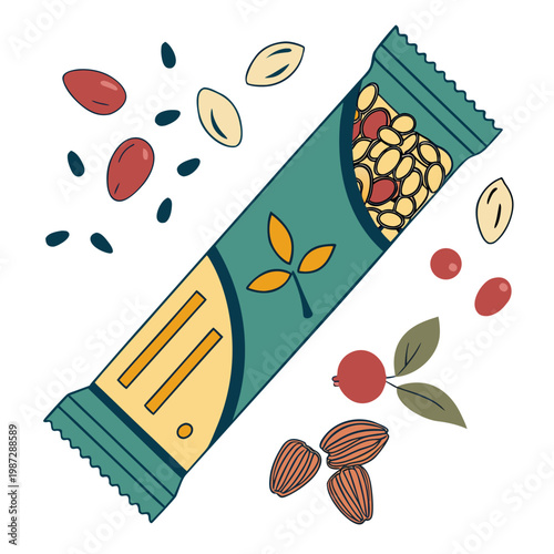 Energy snack bar isolated on white background vector illustration
