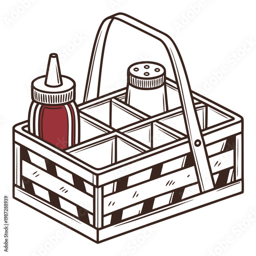 Picnic condiment holder isolated on white background vector illustration
