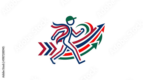 Abstract Runner with Arrow and Streamer Graphic