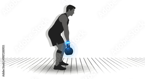 Man exercising with kettlebell in gym