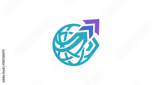 Abstract Globe with Arrows Symbolizing Growth