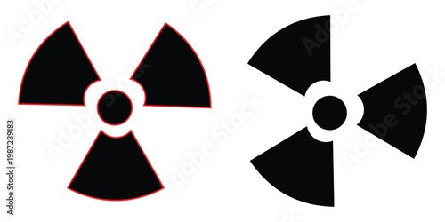 Radiation Warning Hazard Symbol Set in Black, White and Yellow Variations, Vector Icon Collection Isolated on Transparent and White Background