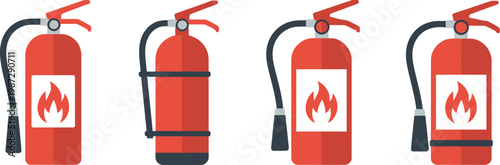 Fire safety icon, illustration, fire extinguisher vector symbol for emergency preparedness and workplace safety training education design.