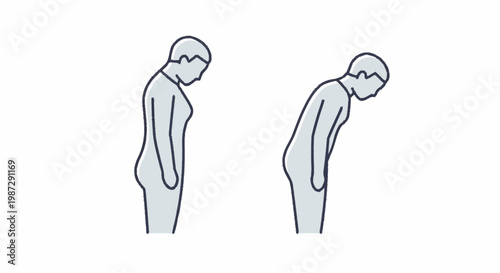 Two Figures Bowing in Respectful Gesture Illustration.