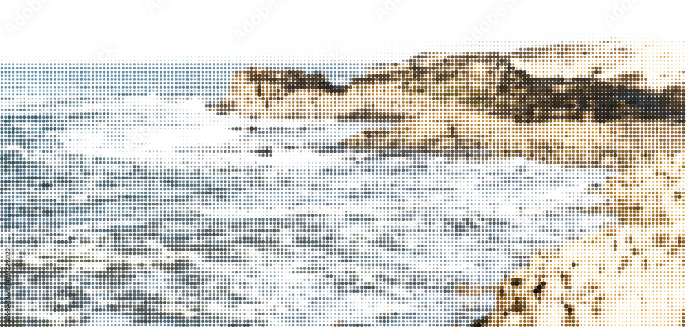 Obraz premium Ocean water halftone pattern, sea wave dot texture