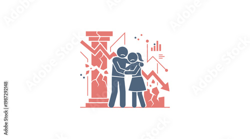 People Embracing Amidst Economic Crisis and Downturn
