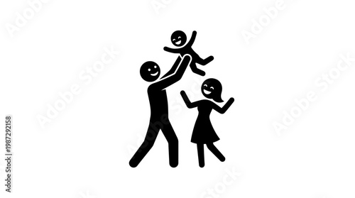 Happy Family Playing Together Throwing Child in Air