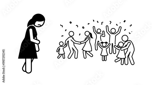 Woman Feeling Isolated Watching Celebration