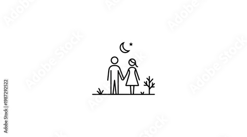 Romantic Couple Holding Hands Under the Night Sky